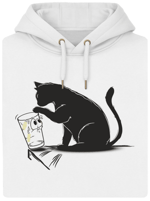 Kočka a sklenice unisex mikina premium Snowwhite