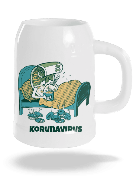 Korunavirus v posteli půllitr White