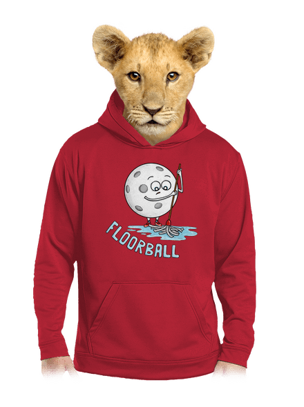 Floorball dětská mikina klokanka Fire Red