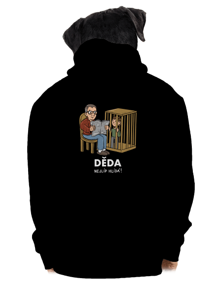 Děda hlídá pánská mikina na zip Black