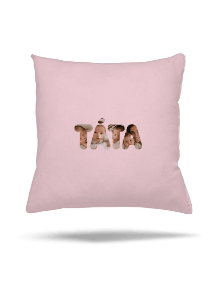 Nápis táta z vlastních fotek polštář Light Pink