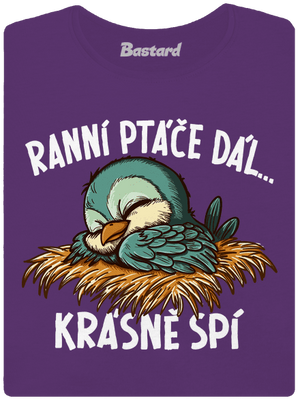 Ranní ptáče spí dámské tričko premium Purple