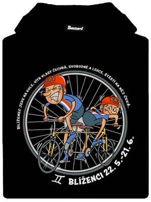Cyklistický horoskop: Blíženci pánská mikina klokanka Black