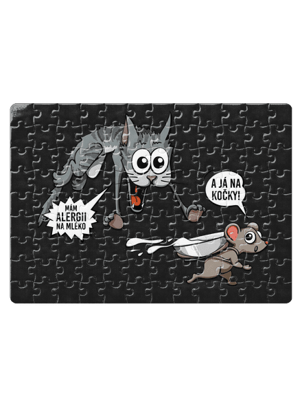 Alergická kočka a myš puzzle White