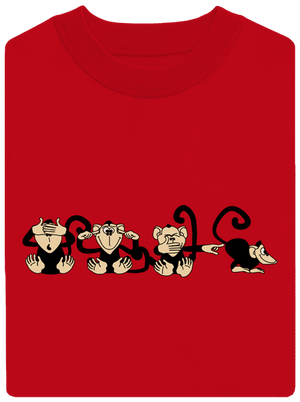 Opice unisex mikina bez kapuce Red