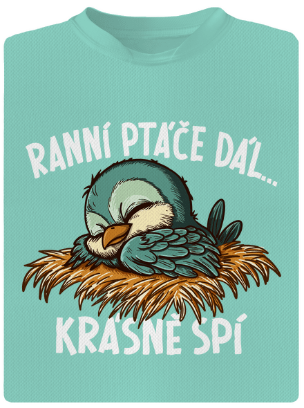 Ranní ptáče spí pánské sportovní tričko Mint Mal
