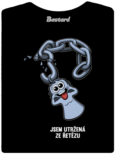 Utržený ze řetězu dámské tričko s lemem Black
