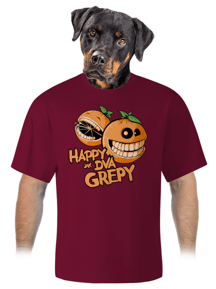 Happy grepy unisex tričko oversized Garnet