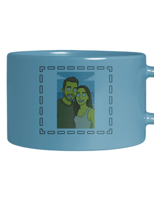 Simpsonovi z vlastní fotky hrnek makronka Blue Macaron