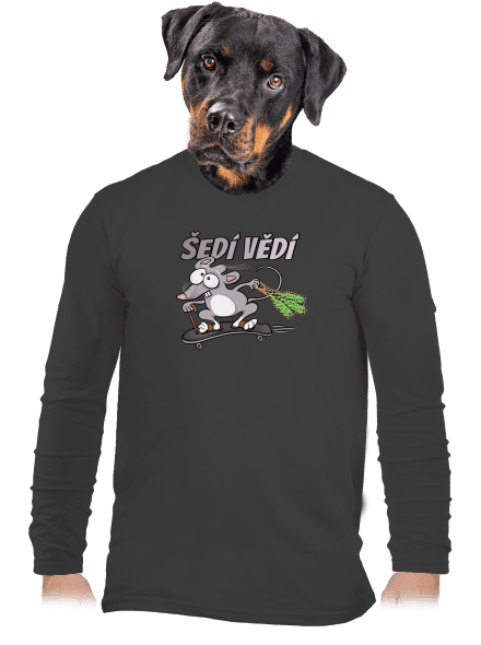 Šedí vědí - myšák pánské dlouhý rukáv Dark Grey
