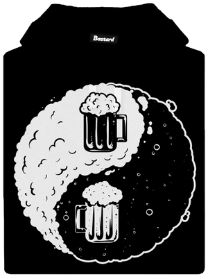 Jin Jang pivo pánská mikina klokanka Black