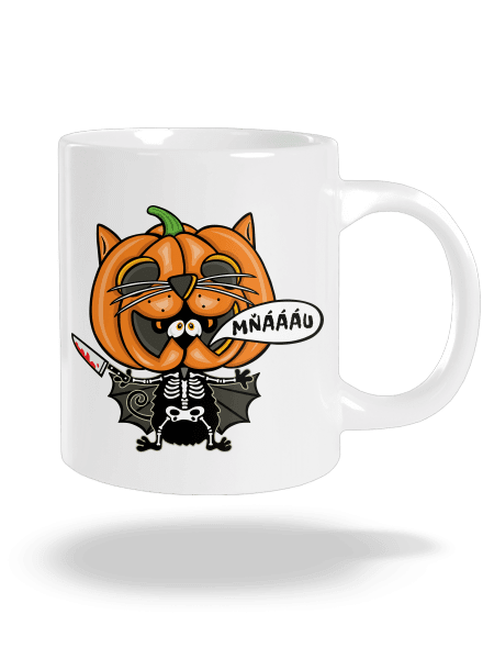 Halloweenská kočička velký hrnek White