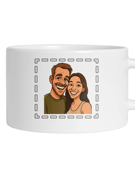 Karikatura z vlastní fotky hrnek makronka White