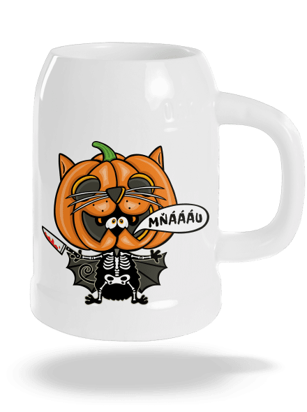 Halloweenská kočička půllitr White
