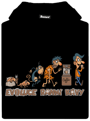 Evoluce ranní kávy dětská mikina klokanka Black