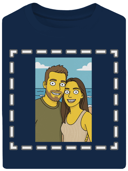 Simpsonovi z vlastní fotky unisex tričko oversized Midnight Blue