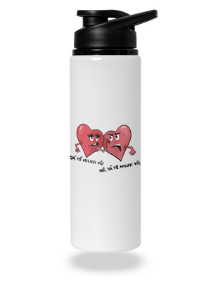 Srdíčka lahev na vodu White