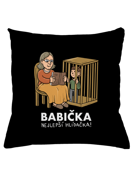 Babička hlídačka polštář Black