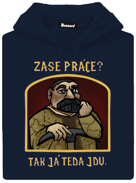 Zase práce? pánská mikina klokanka Navy