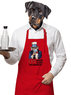 Nasaď roušku zástěra Red