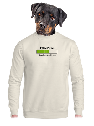 Přemýšlím unisex mikina bez kapuce Off White