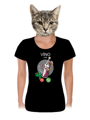 Červené víno volá dámské tričko Black