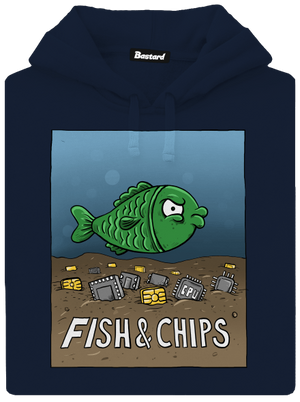 Fish and IT chips pánská mikina klokanka Navy