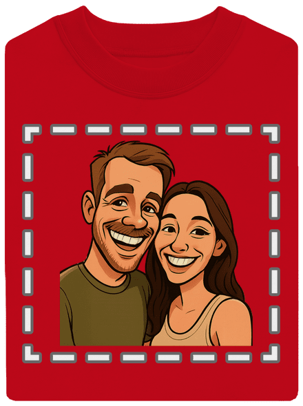Karikatura z vlastní fotky unisex mikina bez kapuce Red