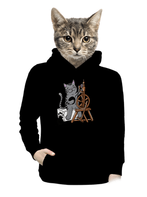 Kočka přede dámská mikina klokanka Black