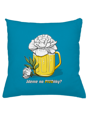 Pivoňky polštář Blue Turquoise