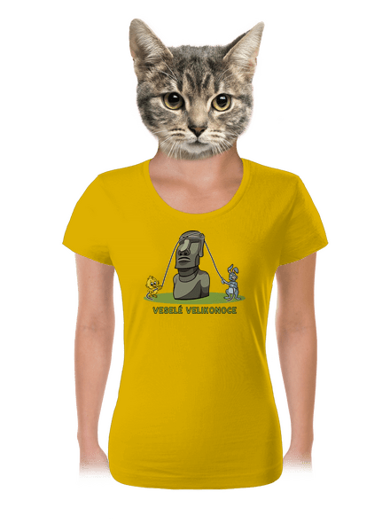 Velikonoční Moai dámské tričko Yellow