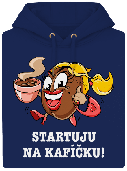 Startuju na kafíčku unisex mikina premium Navy
