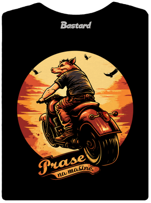 Prase na mašině dámské tričko s lemem Black