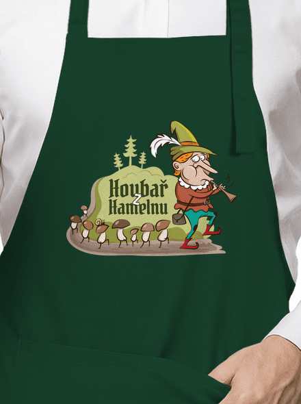 Houbař z Hamelnu zástěra Bottle Green