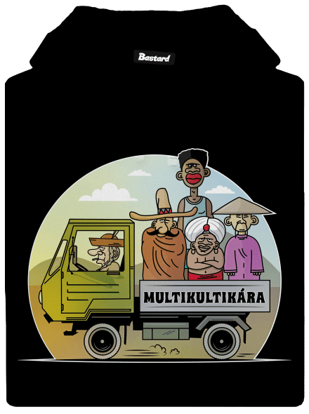 Multikultikára pánská mikina klokanka Black