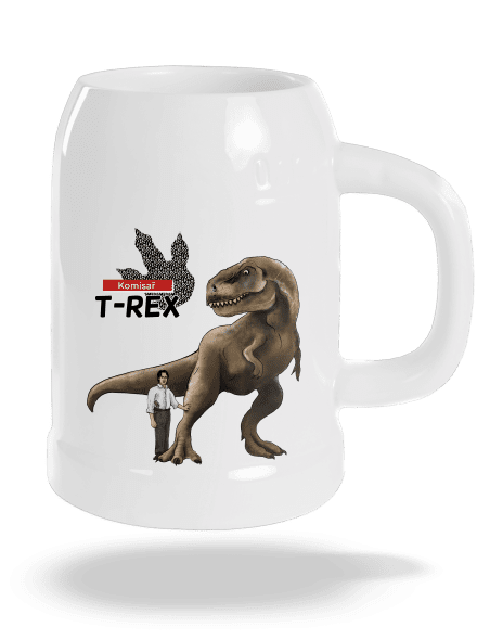 Komisař T-Rex půllitr White