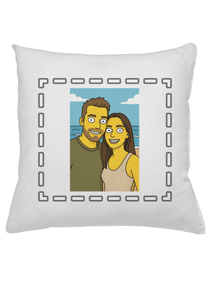 Simpsonovi z vlastní fotky polštář White