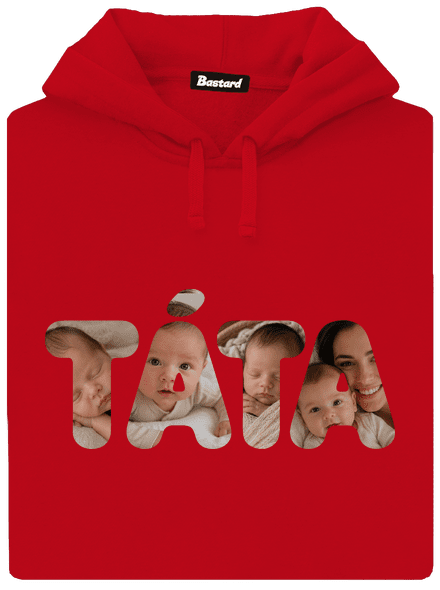 Nápis táta z vlastních fotek pánská mikina klokanka Red