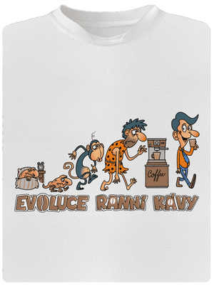 Evoluce ranní kávy dětské sportovní tričko White