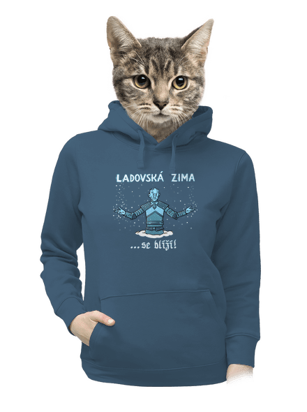 Ladovská zima se blíží dámská mikina klokanka Denim