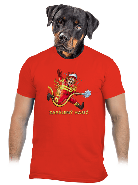 Zapálený hasič a hasička pánské tričko Fiery Red