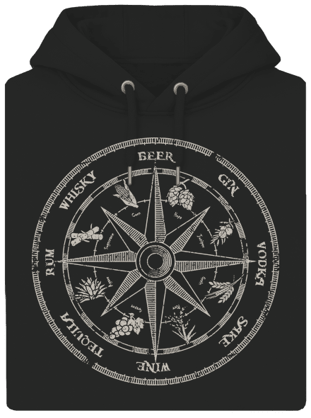 Alkoholický kompas unisex mikina premium Dark Black
