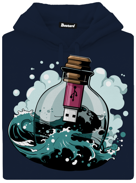 USB vzkaz v láhvi pánská mikina klokanka Navy
