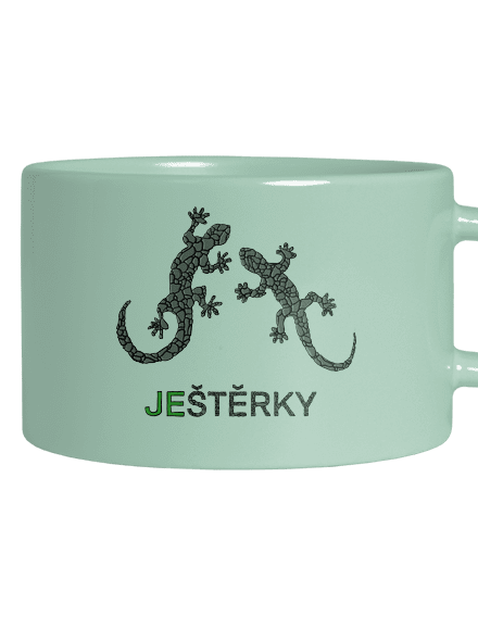 Ještěrky hrnek makronka Mint Macaron
