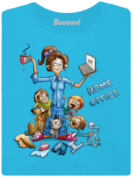 Maminčin home office dámské tričko s lemem Blue Atol