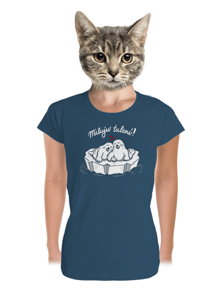 Miluju tulení dámské tričko premium Petrol Blue