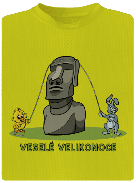 Velikonoční Moai pánské sportovní tričko Neon Yellow