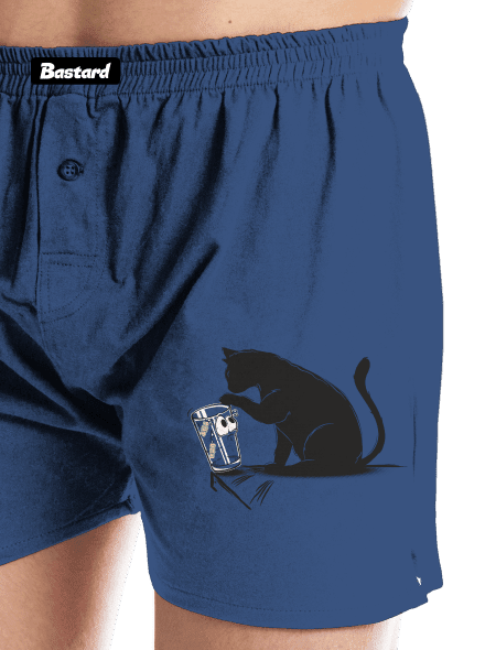 Kočka a sklenice pánské trenky Blue