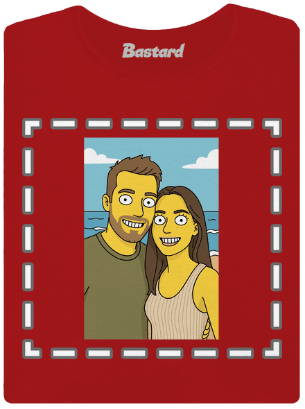 Simpsonovi z vlastní fotky dámské tričko s lemem Red Mal