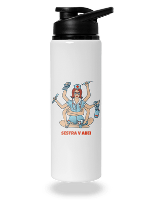 Sestra v akci lahev na vodu White